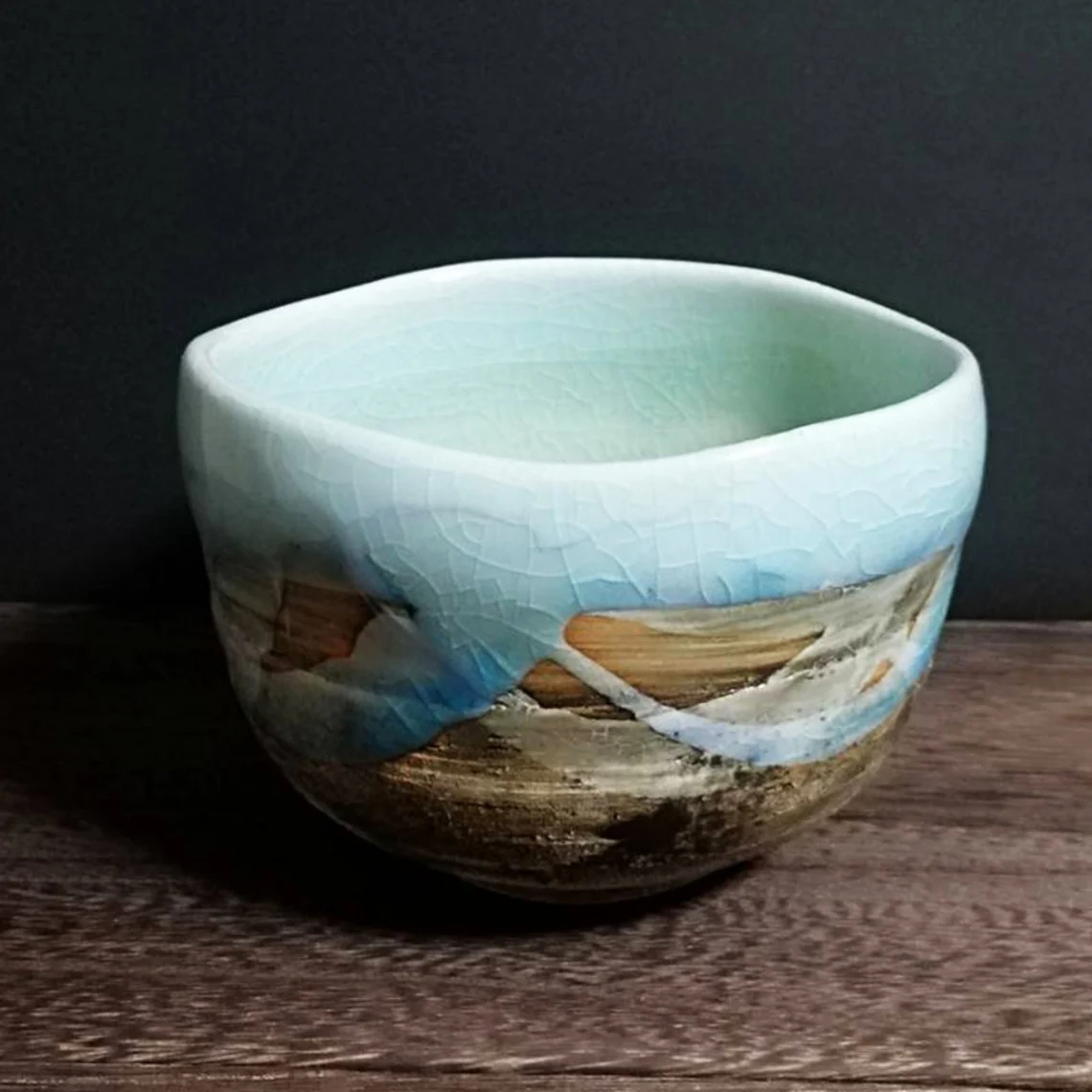 Aricola® 250 ml Sky Blue Matcha bowl tea cup Crackle Pattern 
