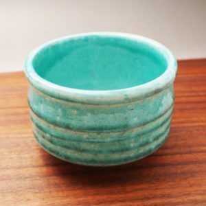 Mino ware matcha bowl tea cup turquoise color made in Japan