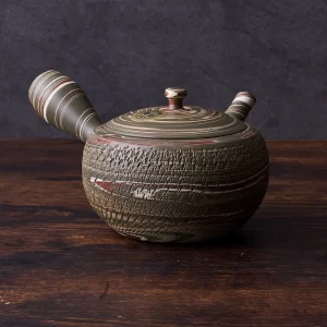 Tokoname ware kneaded round Kyusu teapot